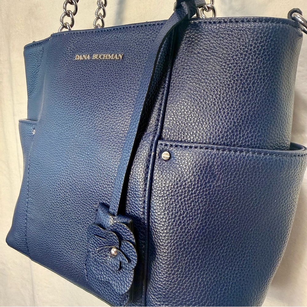 Dana Buchman Navy Leather Shoulder Bag